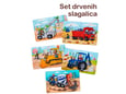 Grat Društvena igra od drveta za decu set slagalica-Puzzle Mašine na gradilištu