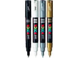 Uni Set PC-1M Posca 0.7mm 4 kom crni,beli,srebrni I zlatni