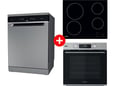 Whirlpool Mašina za pranje sudova WFO 3O32 N P X + Whirlpool Staklokeramička ploča AKT 8090/NE + Whirlpool Ugradna rerna OMSK58RU1SX