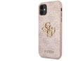 GUESS silikonski ovitek za iPhone 11, roza z zlatim logom, GUHCN614GMGPI