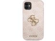 GUESS silikonski ovitek za iPhone 11, roza z zlatim logom, GUHCN614GMGPI