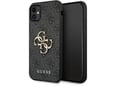 GUESS silikonski ovitek za iPhone 11, črna z zlatim logotipom, GUHCN614GMGGR