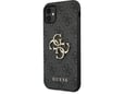 GUESS silikonski ovitek za iPhone 11, črna z zlatim logotipom, GUHCN614GMGGR
