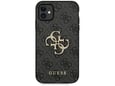 GUESS silikonski ovitek za iPhone 11, črna z zlatim logotipom, GUHCN614GMGGR