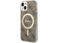 GUESS ovitek Originalni z MagSafe za iPhone 14, rjava, GUHMP14SH4STW