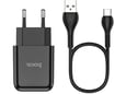 HOCO pametni hišni polnilec N2 z USB vtičem in s polnilnim kablom Type C 2,1A 10,5W za Samsung - črn