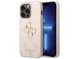 GUESS silikonski ovitek za iPhone 15 Pro, roza z zlatim logotipom, GUHCP15L4GMGPI