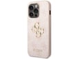 GUESS silikonski ovitek za iPhone 15 Pro, roza z zlatim logotipom, GUHCP15L4GMGPI