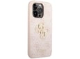 GUESS silikonski ovitek za iPhone 15 Pro, roza z zlatim logotipom, GUHCP15L4GMGPI