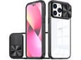 ONASI silikonski ovitek Lens Cover za iPhone 15, prozorna/črna