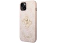 GUESS silikonski ovitek za iPhone 15, roza z zlatim logom, GUHCP15S4GMGPI