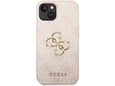 GUESS silikonski ovitek za iPhone 15, roza z zlatim logom, GUHCP15S4GMGPI