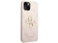GUESS silikonski ovitek za iPhone 15, roza z zlatim logom, GUHCP15S4GMGPI