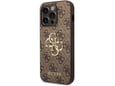 GUESS silikonski ovitek za iPhone 15 Pro Max, rjava z zlatim logom, GUHCP15X4GMGBR