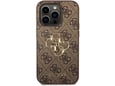 GUESS silikonski ovitek za iPhone 15 Pro Max, rjava z zlatim logom, GUHCP15X4GMGBR