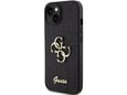 GUESS silikonski ovitek za iPhone 15, črna z bleščicami, GUHCP15SHG4SGK