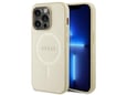 GUESS ovitek Saffiano z Magsafe za iPhone 15 Pro, zlata, GUHMP15LPSAHMCB