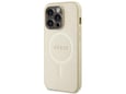 GUESS ovitek Saffiano z Magsafe za iPhone 15 Pro, zlata, GUHMP15LPSAHMCB