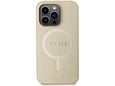 GUESS ovitek Saffiano z Magsafe za iPhone 15 Pro, zlata, GUHMP15LPSAHMCB