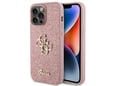GUESS silikonski ovitek za iPhone 15 Pro Max, roza z bleščicami, GUHCP15XHG4SGP