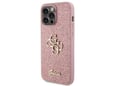 GUESS silikonski ovitek za iPhone 15 Pro Max, roza z bleščicami, GUHCP15XHG4SGP