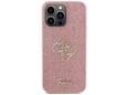 GUESS silikonski ovitek za iPhone 15 Pro Max, roza z bleščicami, GUHCP15XHG4SGP