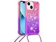 CHAMELEON ovitek za gumiran TPUVr Apple iPhone 15, roza-vijoličen s tekočimi srčki