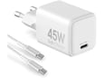 Chameleon Hišni polnilec - 45W GaN (PD 3.0, PPS in QC 3.0), USB-C izhod, s kablom USB-C na USB-C - ZX-1U53