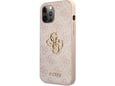GUESS silikonski ovitek za iPhone 12/iPhone 12 Pro, roza z zlatim logom, GUHCP12M4GMGPI