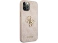 GUESS silikonski ovitek za iPhone 12/iPhone 12 Pro, roza z zlatim logom, GUHCP12M4GMGPI