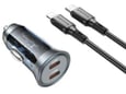 BOROFONE avtomobilski polnilec z vgrajenim kablom BZ26B, 45 W, PD, QC, 2x USB-C