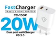 Teracell Kućni punjač Evolution TC-15GP, QC 3.0, PD 3.0, 20W sa kablom Type-C na iPhone Lightning 1.2m