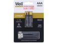WELL polnilne baterije, AAA, 1,5 V, 400 mAh, Li-ion, 2 kos, + USB-C kabel