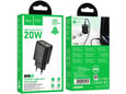 HOCO polnilec adapter N60 GaN PD 20W Type C za Samsung, iPhone - črn