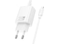 HOCO polnilec N61 GaN PD 20W USB-A, Type C s kablom Type C na Lightning za iPhone - bel