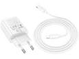 HOCO polnilec N61 GaN PD 20W USB-A, Type C s kablom Type C na Lightning za iPhone - bel
