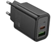 HOCO polnilec adapter N61 GaN PD 20W USB-A, Type C za Samsung, iPhone - črn