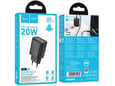 HOCO polnilec adapter N61 GaN PD 20W USB-A, Type C za Samsung, iPhone - črn