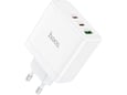 HOCO polnilec adapter N30 GuN QC PD 65W vhod 1x USB A in 2x Type C za Samsung - bel