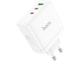 HOCO polnilec adapter N30 GuN QC PD 65W vhod 1x USB A in 2x Type C za Samsung - bel