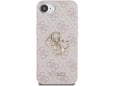 GUESS ovitek za silikonski iPhone 16e/iPhone 17e, roza z zlatim logotipom