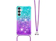 CHAMELEON ovitek za gumiran Samsung Galaxy S25+, modro-vijoličen s tekočimi srčki