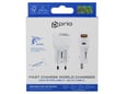 Prio svetovni adapter Quick Charge 25W izhod USB in Type C- Original (EU Blister) bel