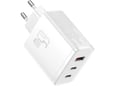 BASEUS hišni polnilec 220V GaN CUBE Pro Fast Charge 65W vhod 1x USB A in 2x Type C - Original (EU Blister) bel