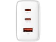 BASEUS hišni polnilec 220V GaN CUBE Pro Fast Charge 65W vhod 1x USB A in 2x Type C - Original (EU Blister) bel