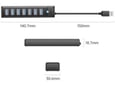 ORICO USB hub s 7 vhodi, usb 3.0, 1m PW7U-U3, črna