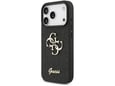 GUESS silikonski ovitek za iPhone 17 Pro, črna z bleščicami, GUHCP17LHG4SGK
