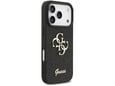 GUESS silikonski ovitek za iPhone 17 Pro, črna z bleščicami, GUHCP17LHG4SGK