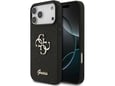 GUESS silikonski ovitek za iPhone 17 Pro Max, črna z bleščicami in zlatim logom, GUHCP17XHG4SGK