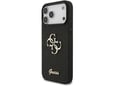 GUESS silikonski ovitek za iPhone 17 Pro Max, črna z bleščicami in zlatim logom, GUHCP17XHG4SGK